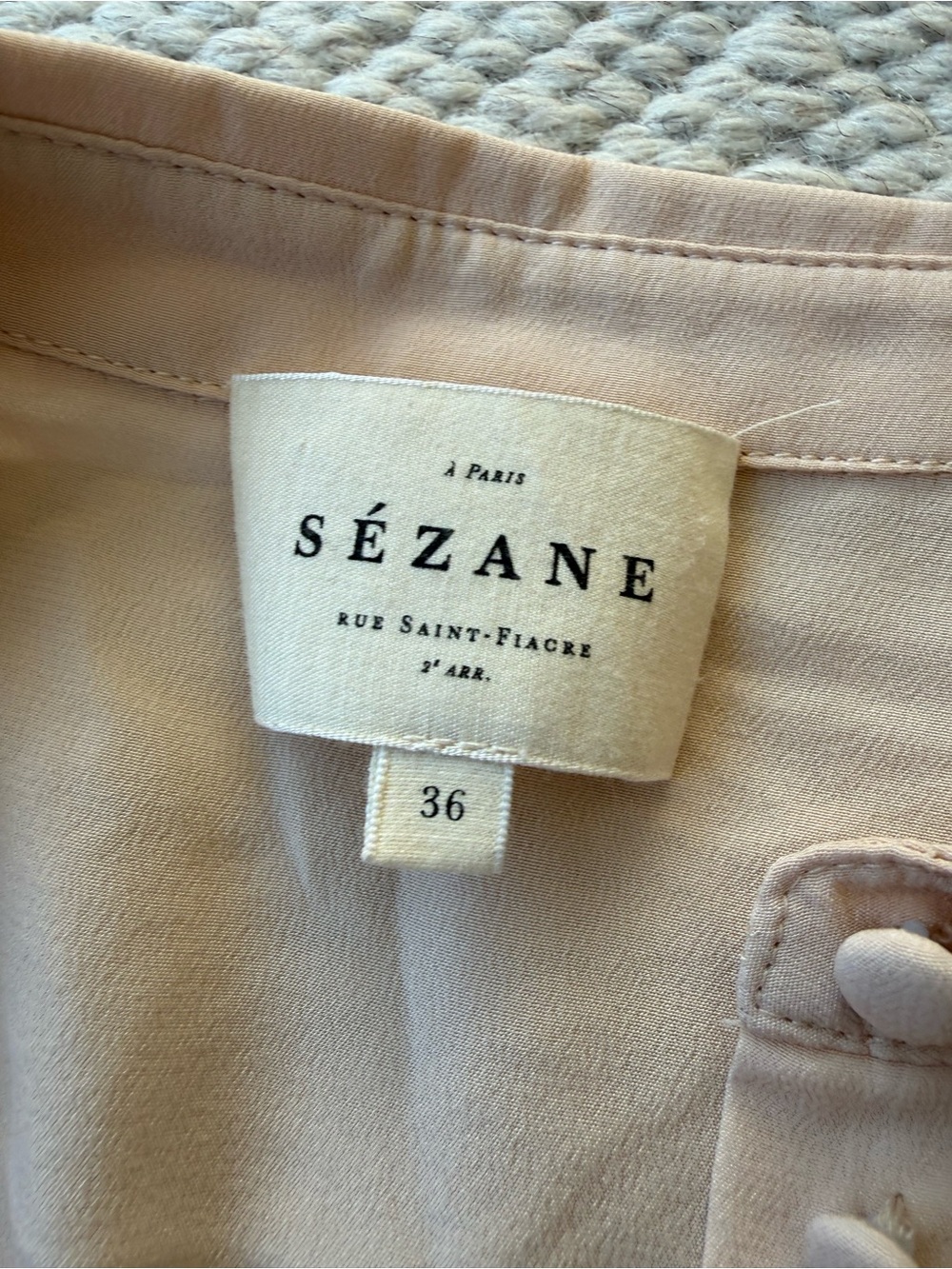 Sezane 100% Silk Ruffle Button Down Blouse Light Pink sz 36 - Picture 3 of 7